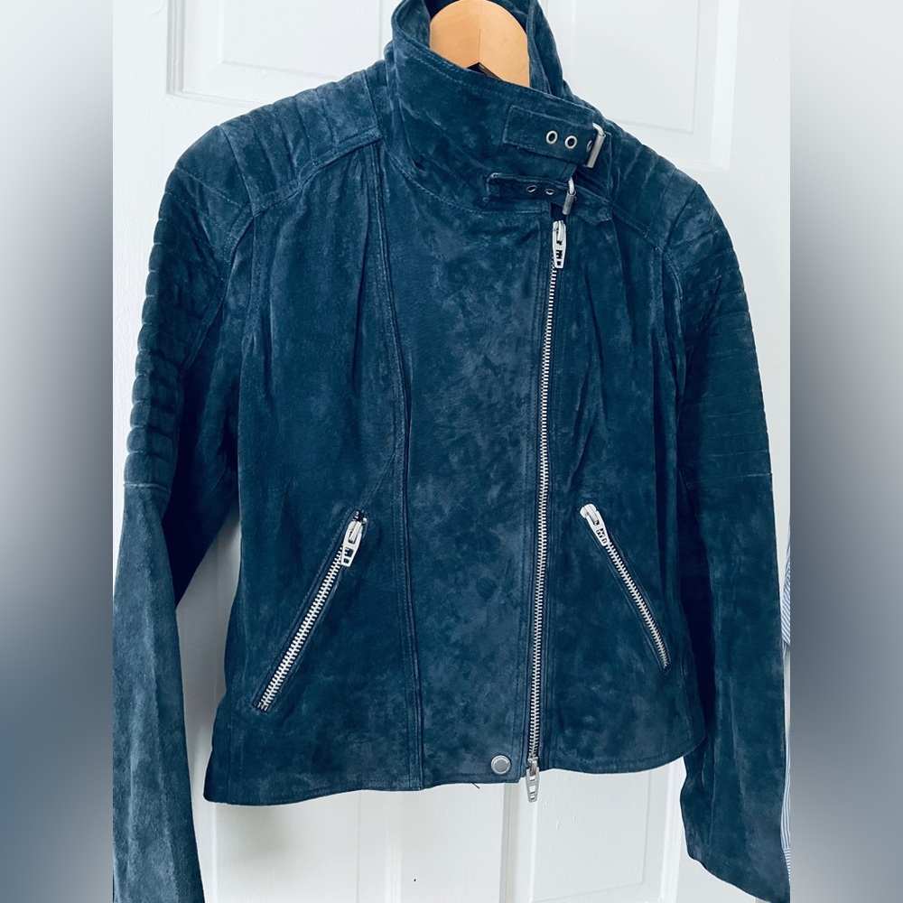 Blank NYC Blue suede moto jacket